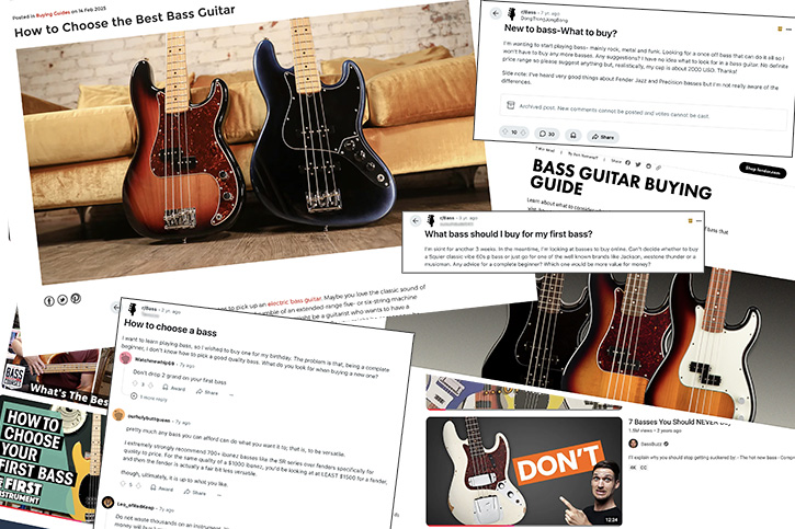 Screenshots of bass buying online advice