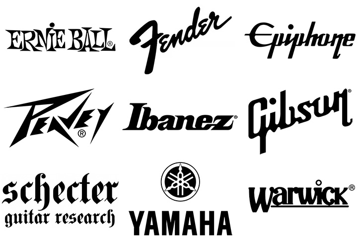 Image with various logos of bass brands