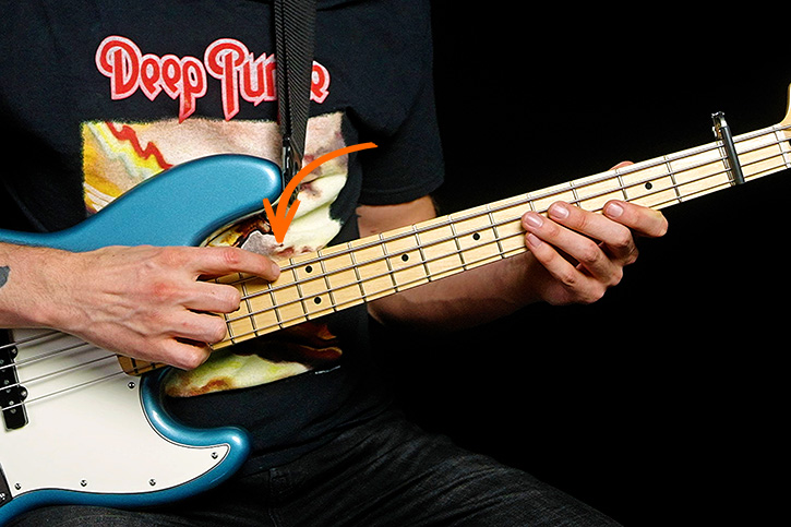 Picture showing how to press down the E string