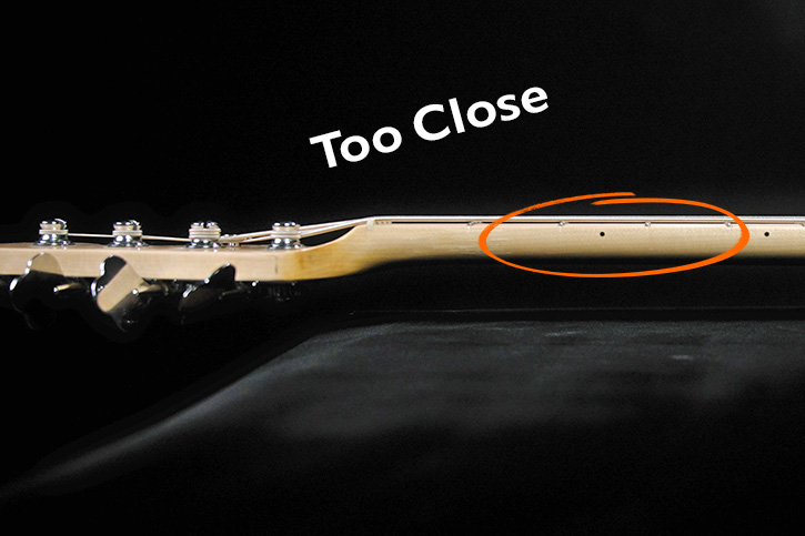 Picture showing strings pressing against the frets