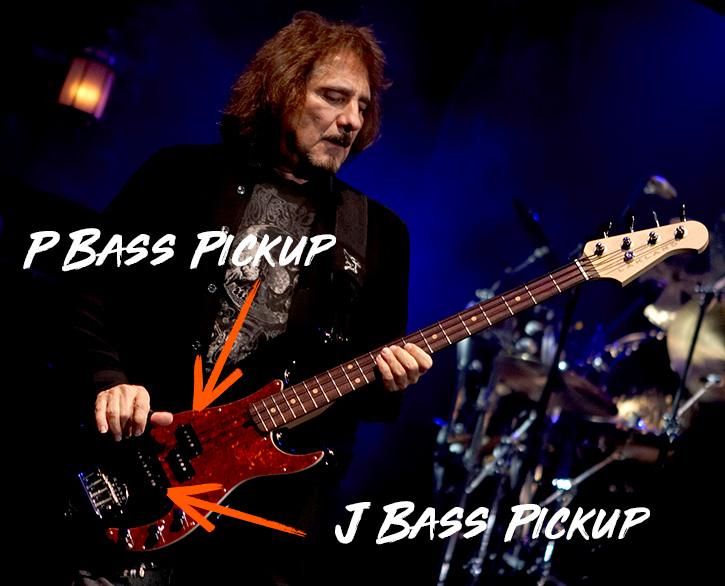 Picture of Geezer Butler playing a PJ bass